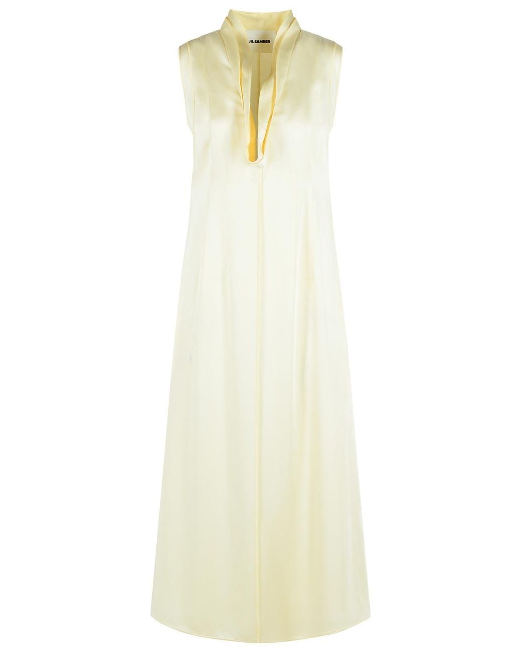 Jil Sander White Ivory Acetate And Viscose Dress