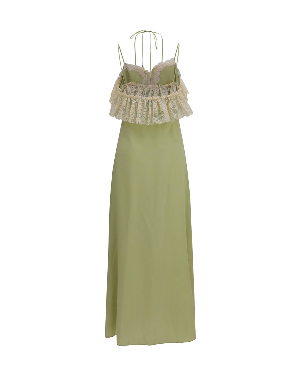 Chloé Green Chloé Silk Dress With Lace Details