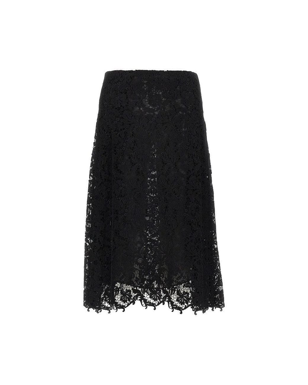 Fendi Black Macramè Lace Midi Skirt