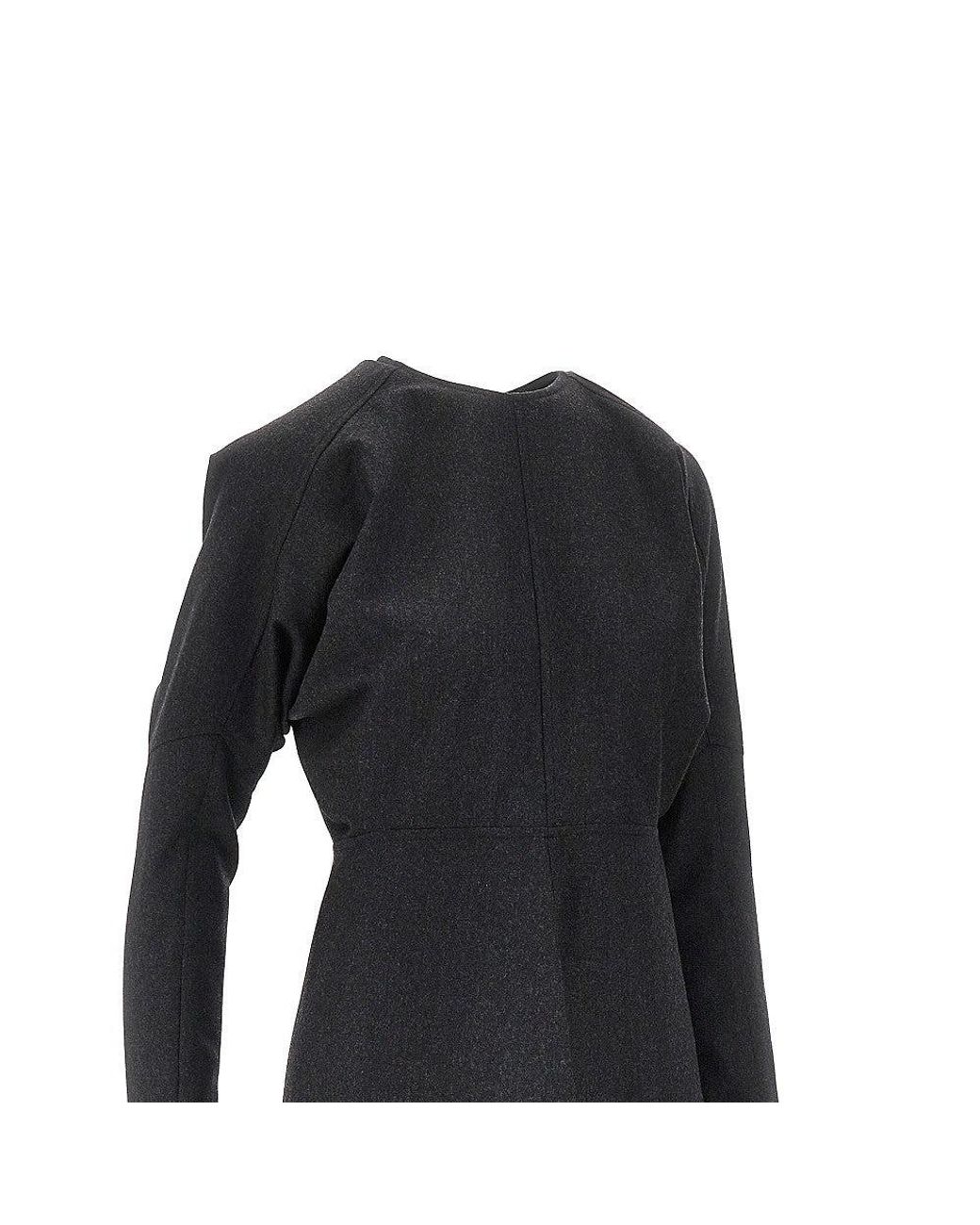 Victoria Beckham Black Wool Dolman Midi Dress