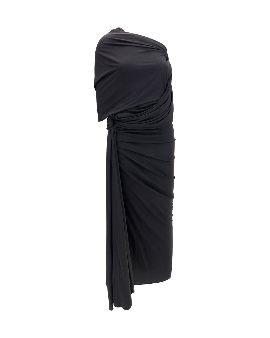 Balenciaga Black Draped Asymmetric Dress