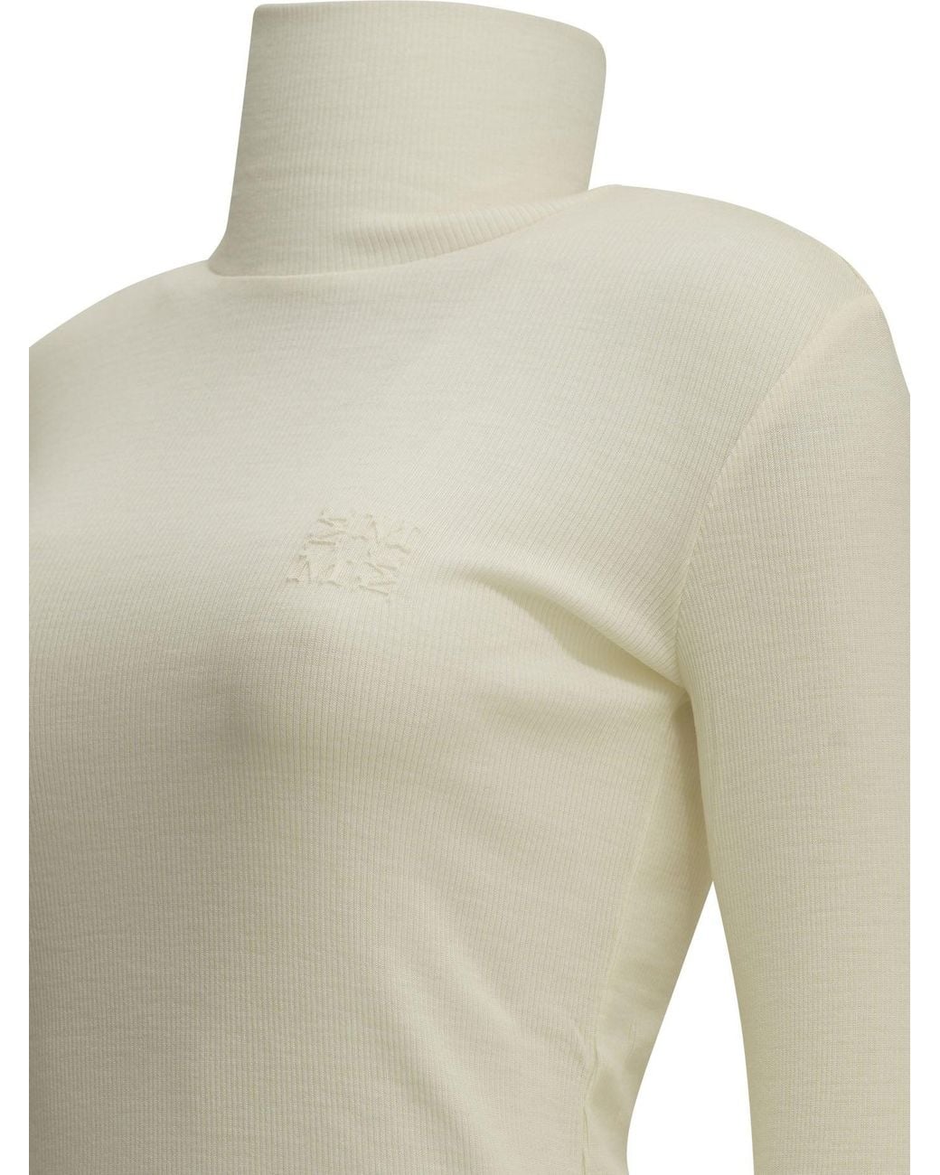 Max Mara White Wool Jersey Turtleneck Sweater