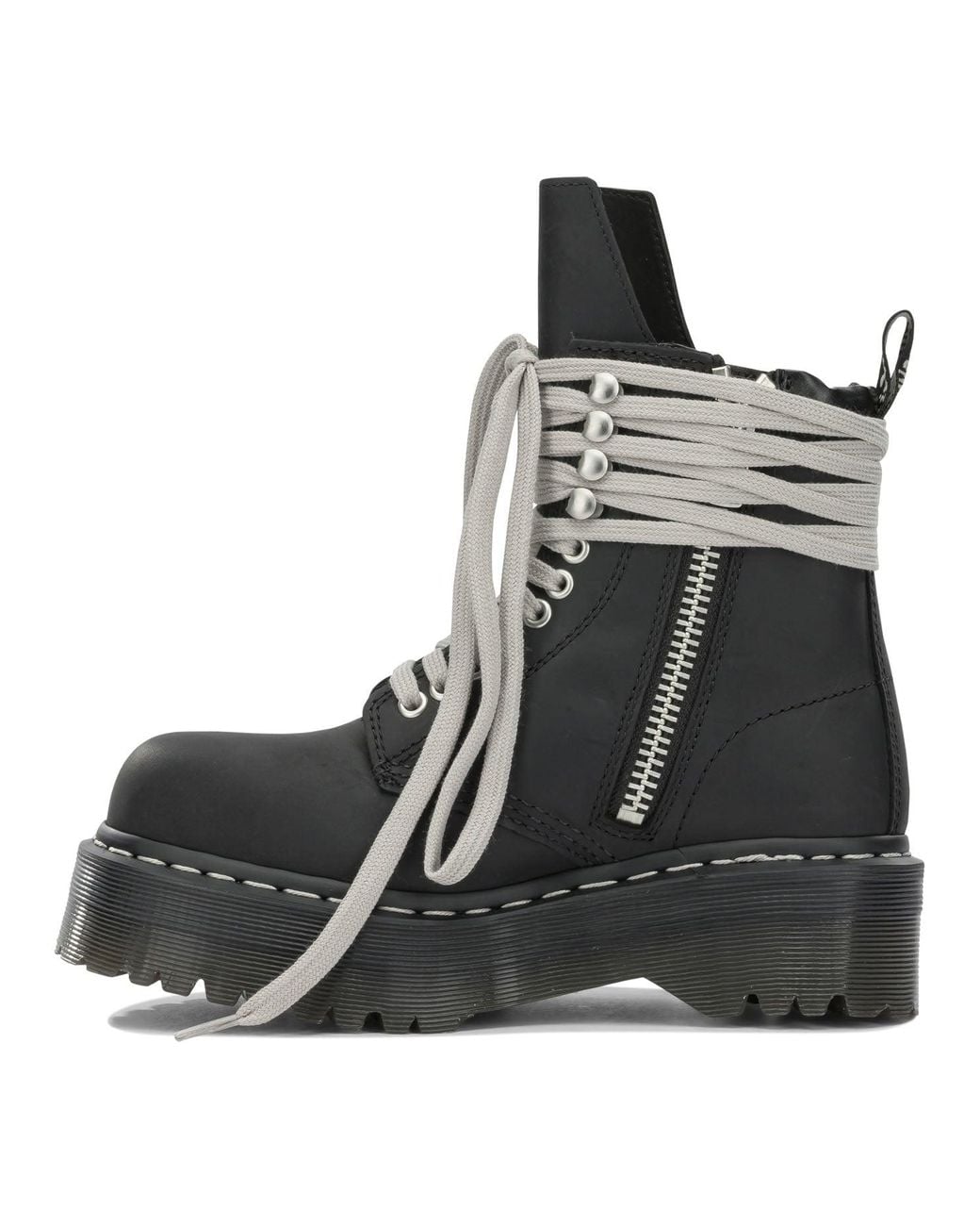 Rick Owens Black X Dr. Martens Quad Sole Steel Zip-Up Boots