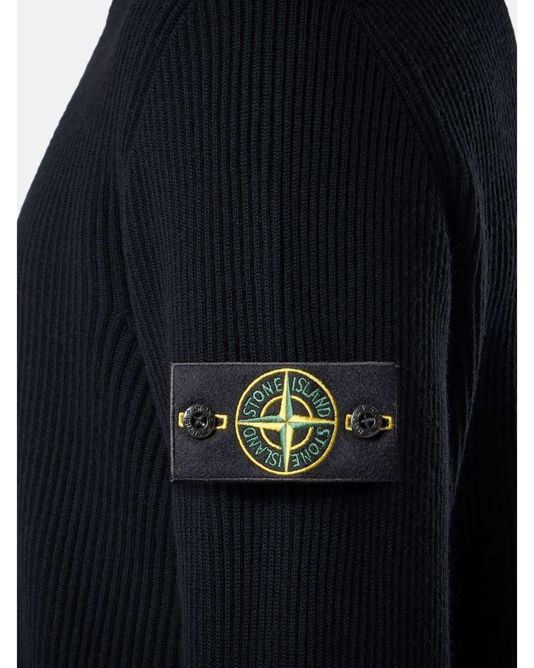 Stone Island Blue Virgin Wool Cardigan for men