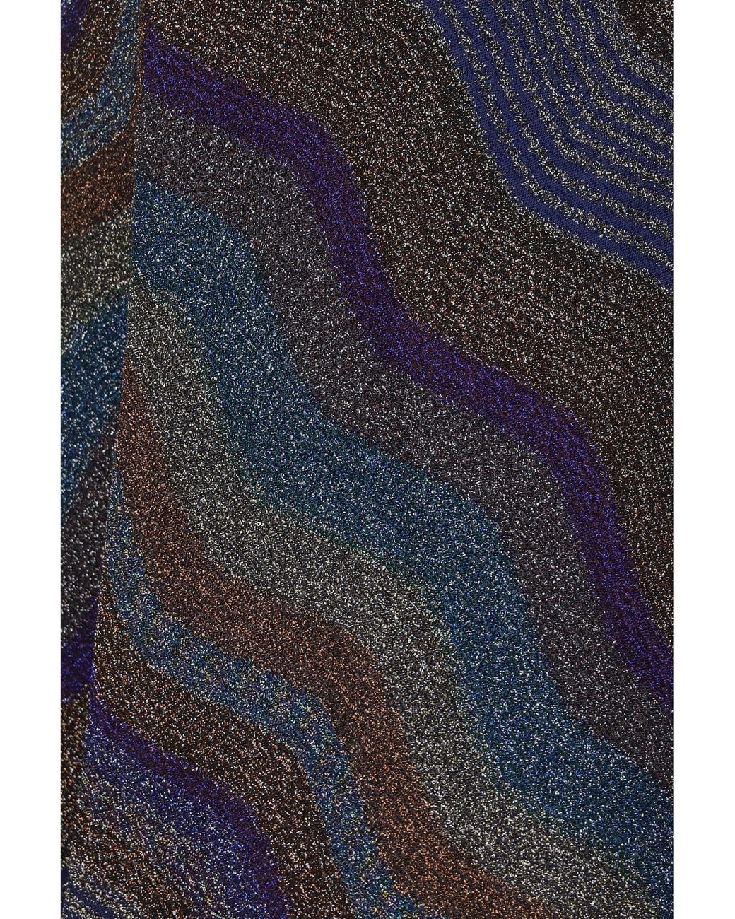 Missoni Blue Sequined Chevron Lamé Viscose Long Skirt