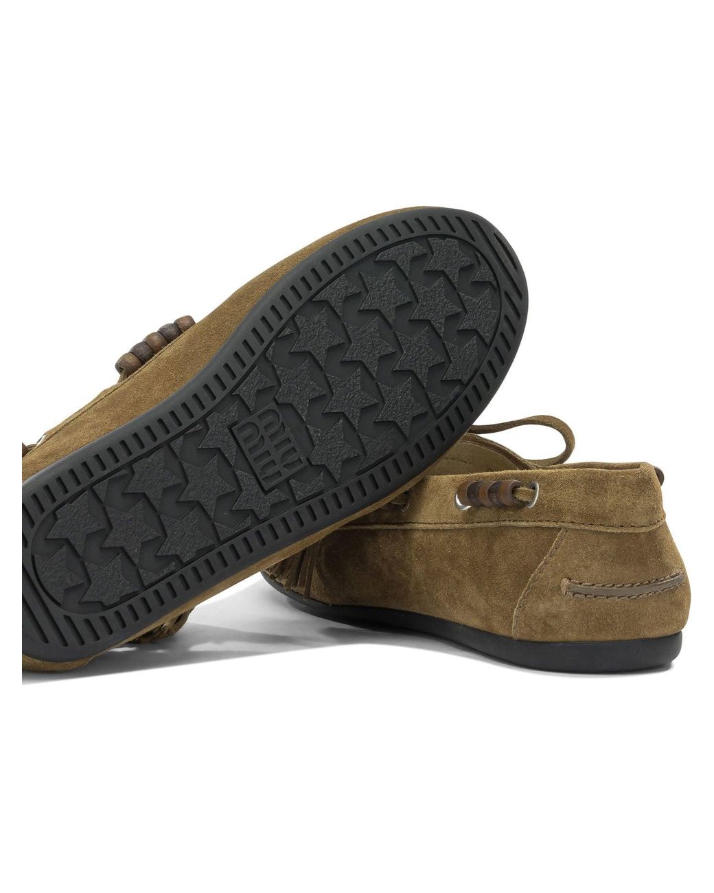 Miu Miu Brown Deck Lace-Up Loafers