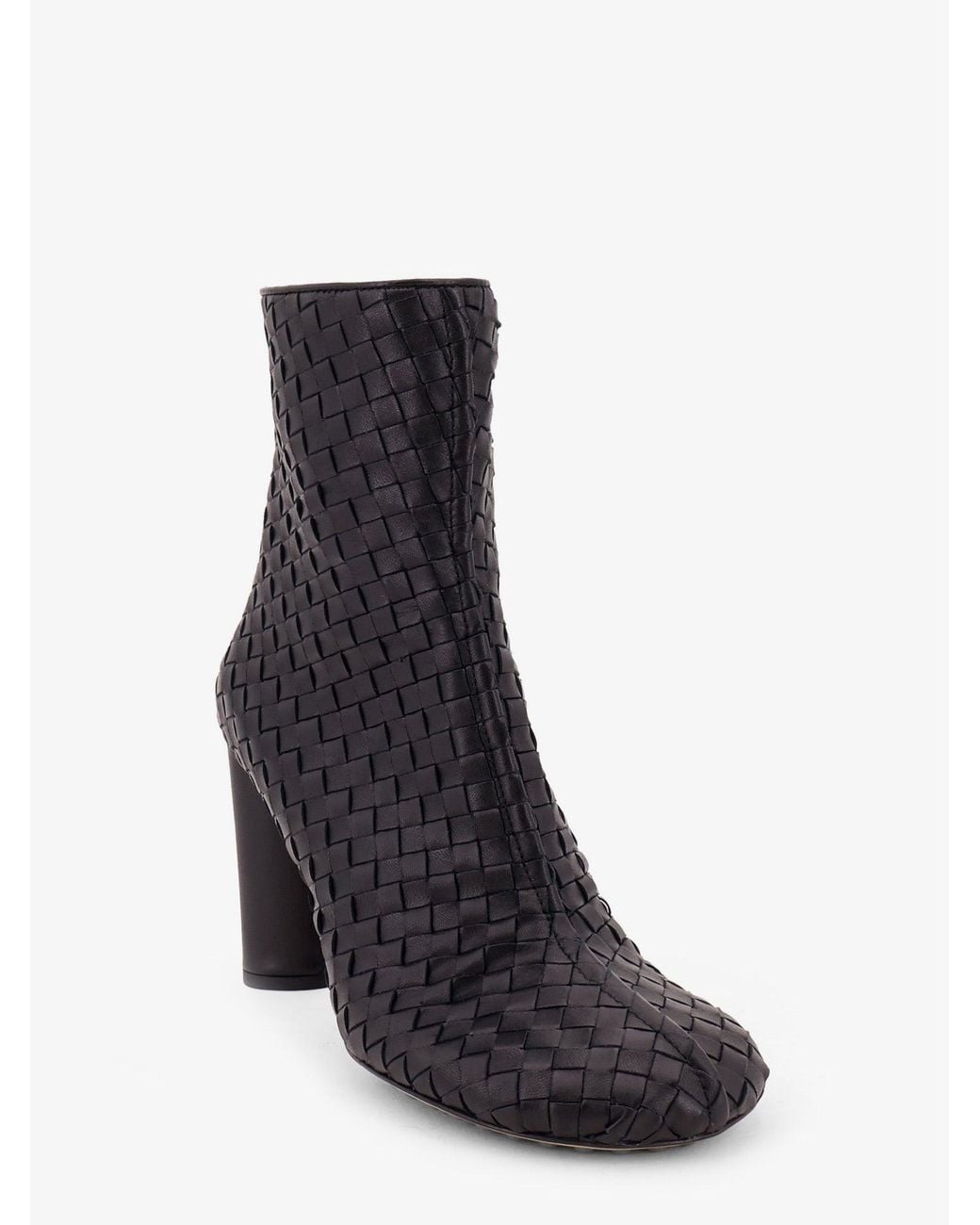 Bottega Veneta Black Cherry Leather Ankle Boots