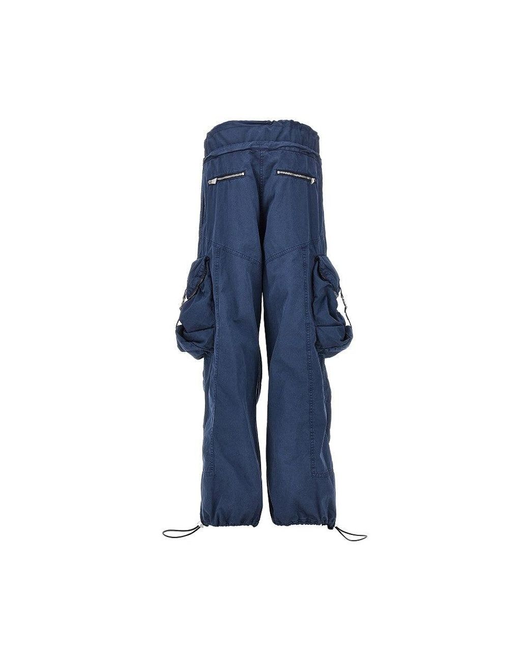 The Attico Blue Washed Cotton Cargo Pants