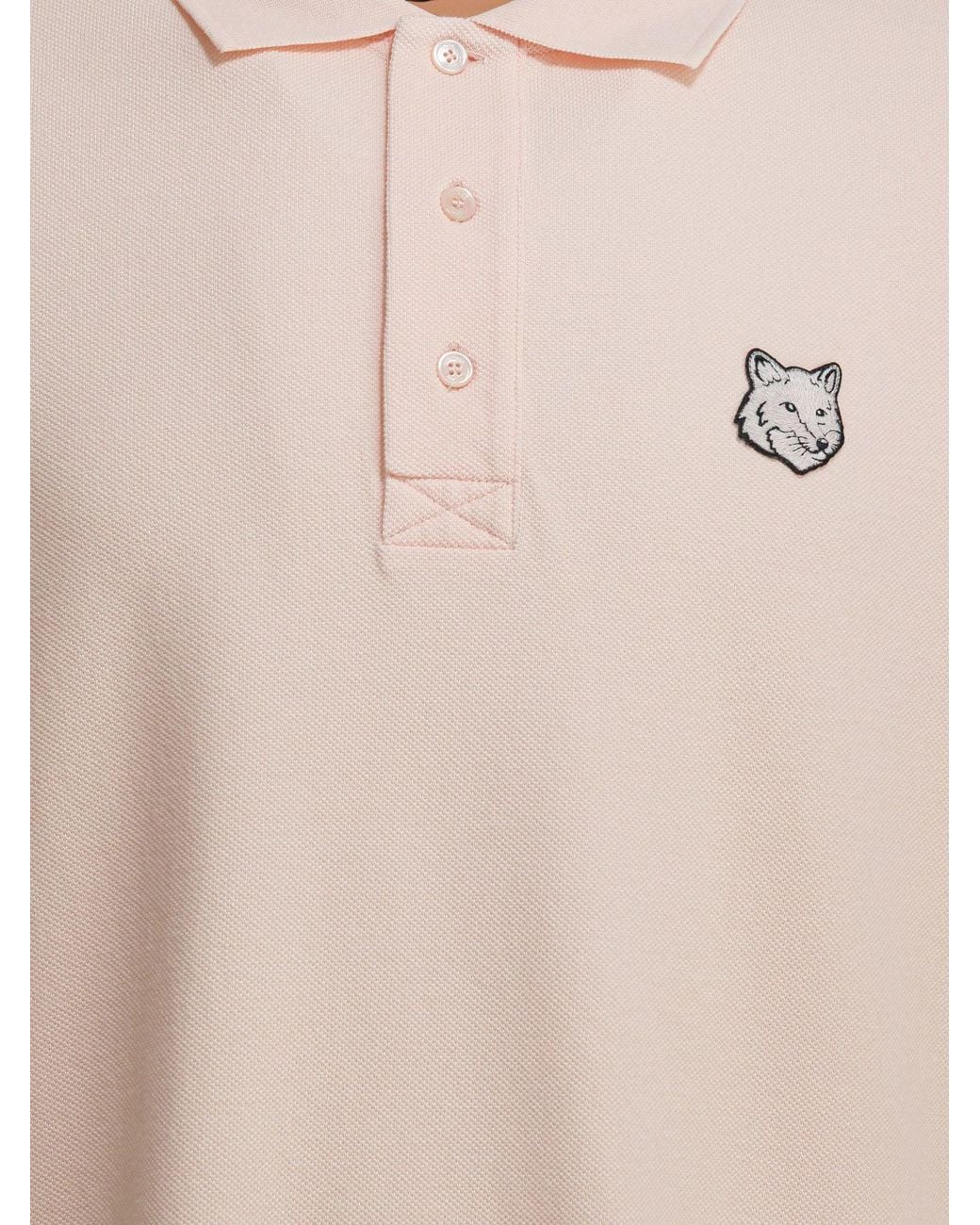 Maison Kitsuné White "Fox Head" Polo Shirt With Buttons for men