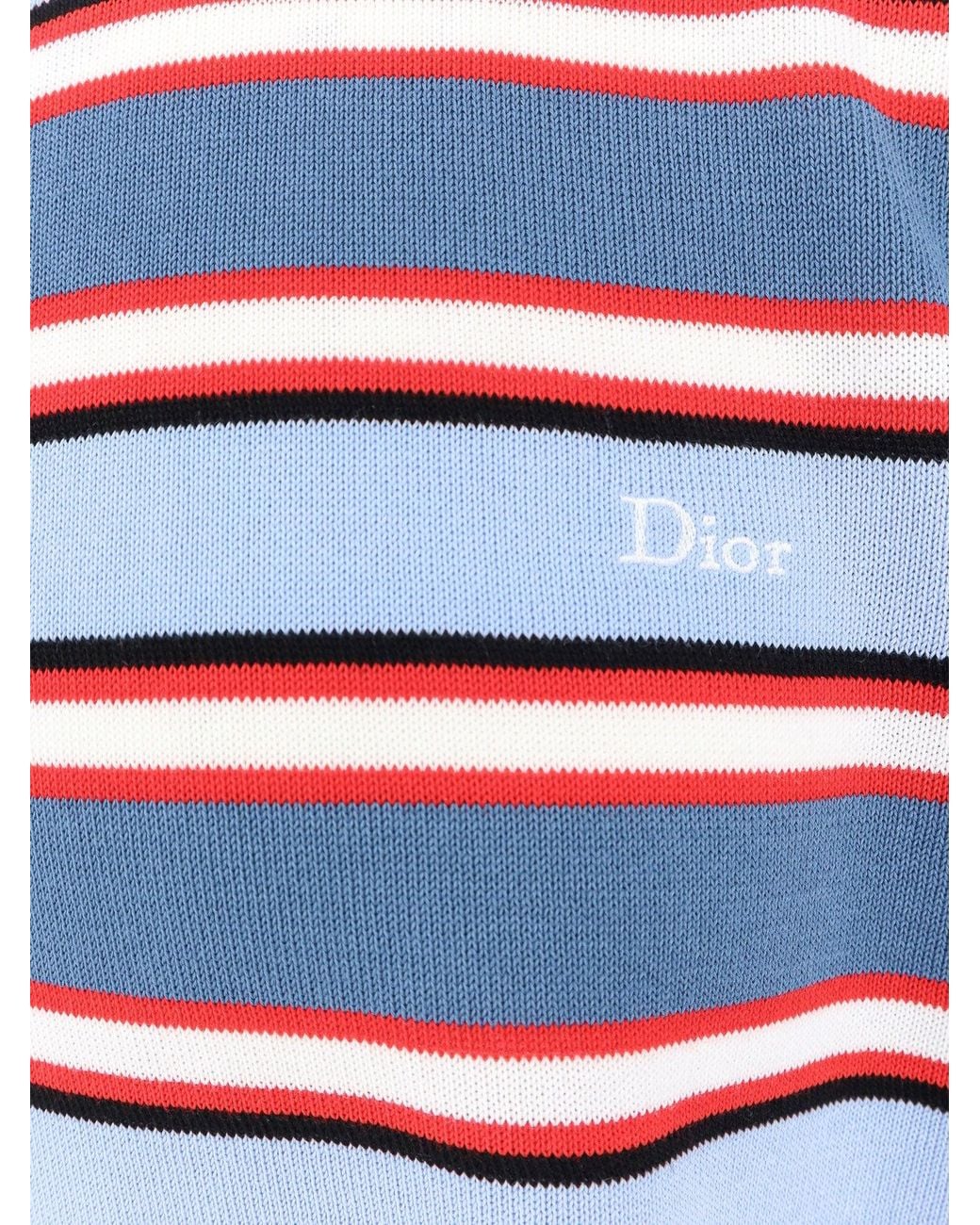 Dior Blue Dior Cotton Sweater With Striped Pattern for men
