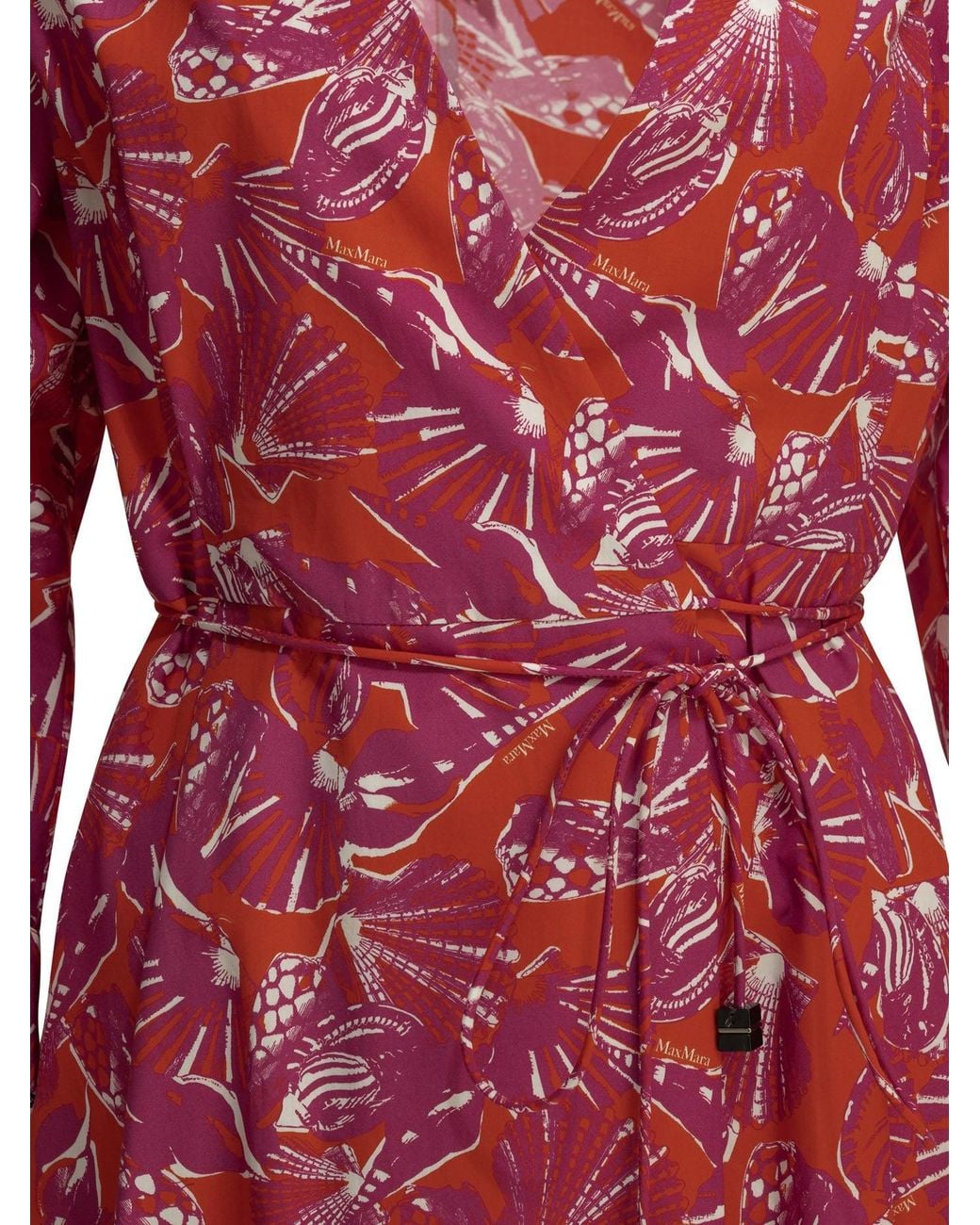 Max Mara Red Floral A Line Midi Dress