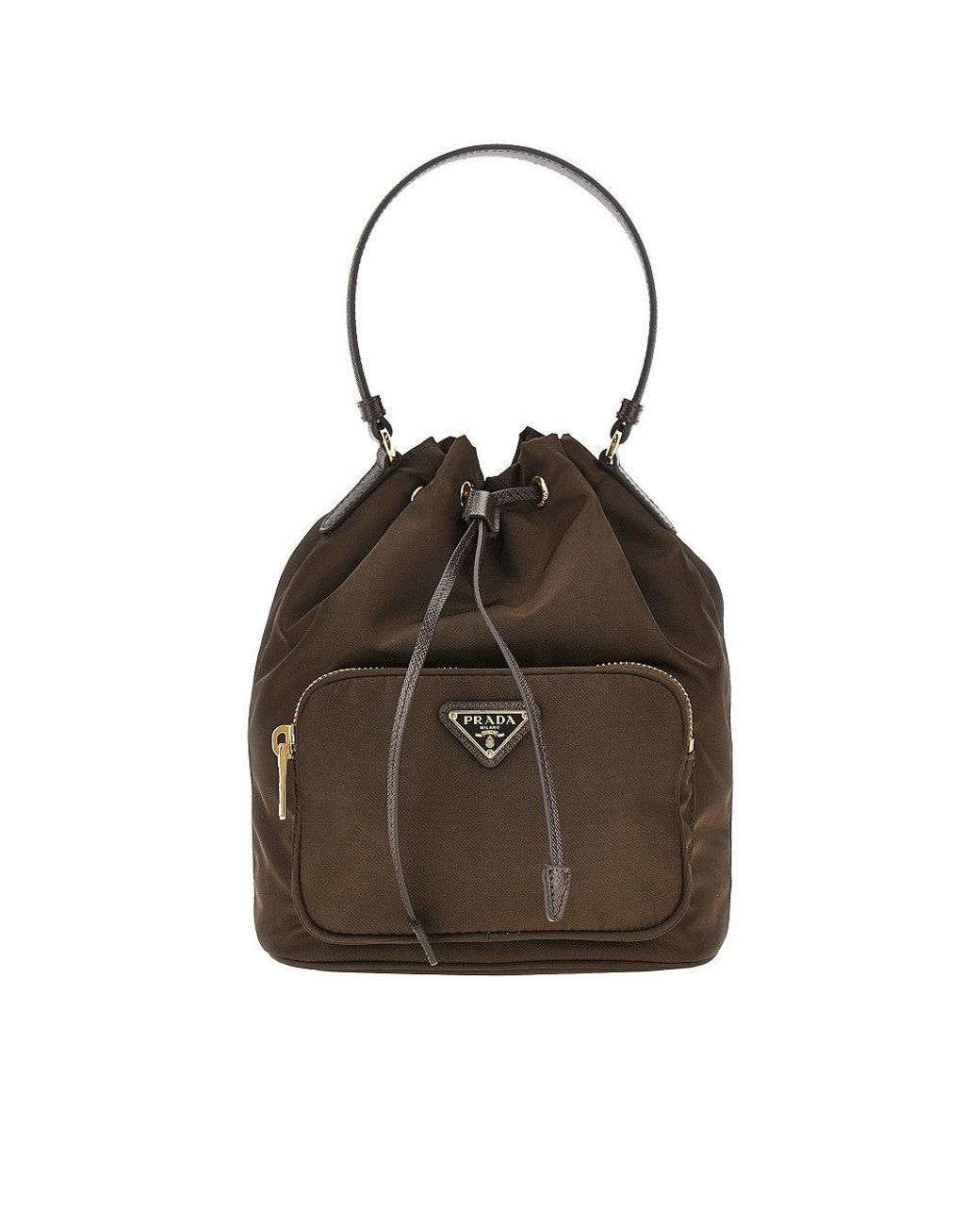 Prada Brown Re-Nylon Duet' Bucket Bag