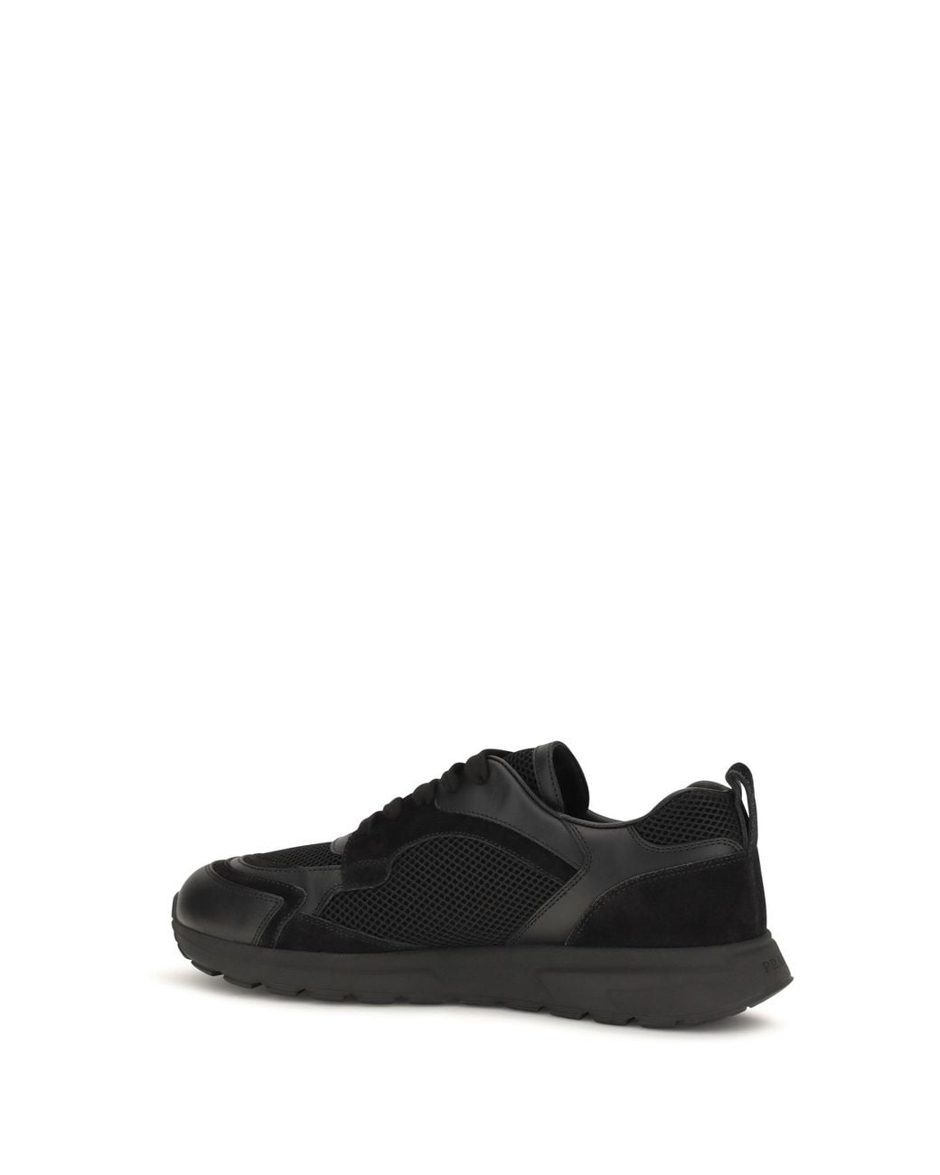 Prada Black Prax Leather And Fabric Sneakers for men