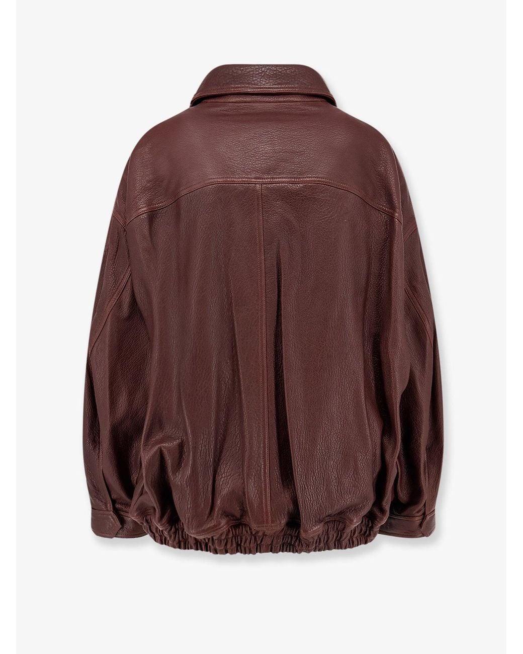 Rohe Brown Aviator Grained Leather Jacket