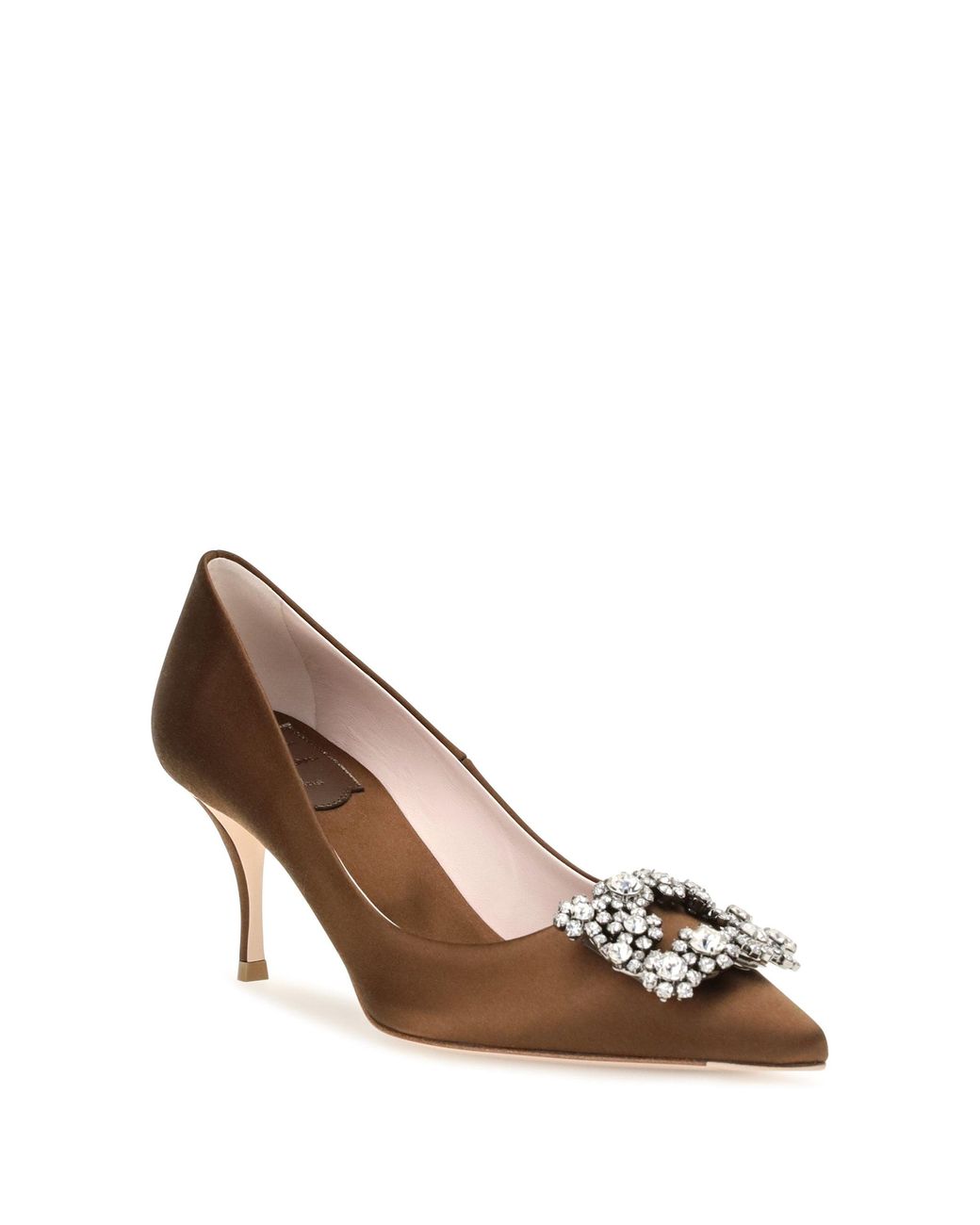 Roger Vivier Brown Efflorescence Satin Pumps