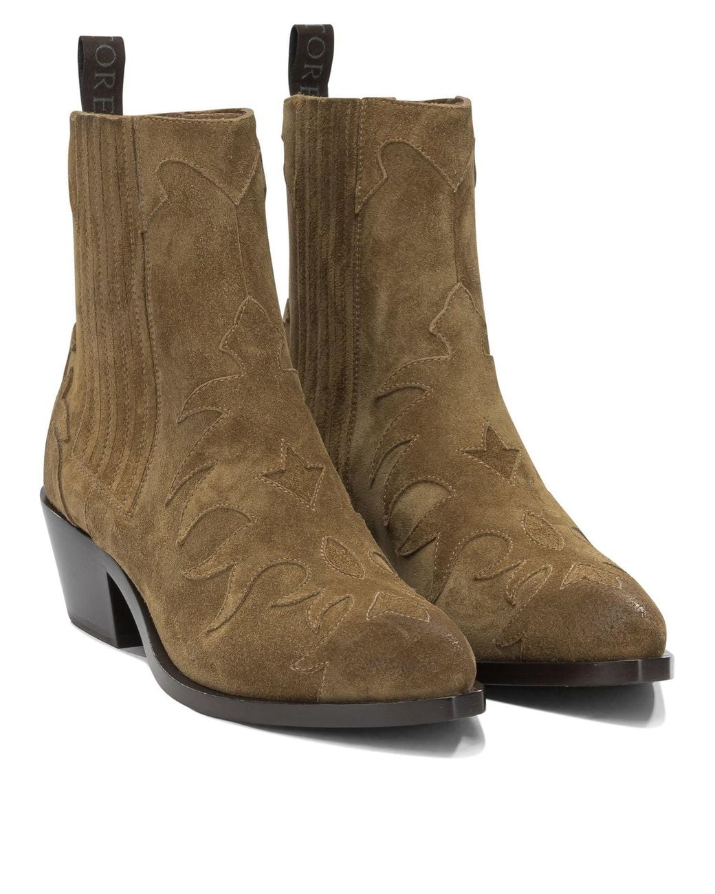 Sartore Brown "Velour 45 Mm" Cowboy Ankle Boots