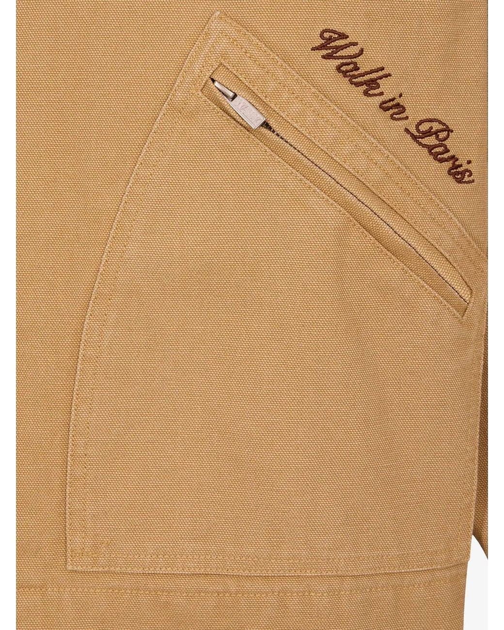 Walk In Paris Natural Journeyman Canvas Jacket With Contrasting Embroidered Logo for men