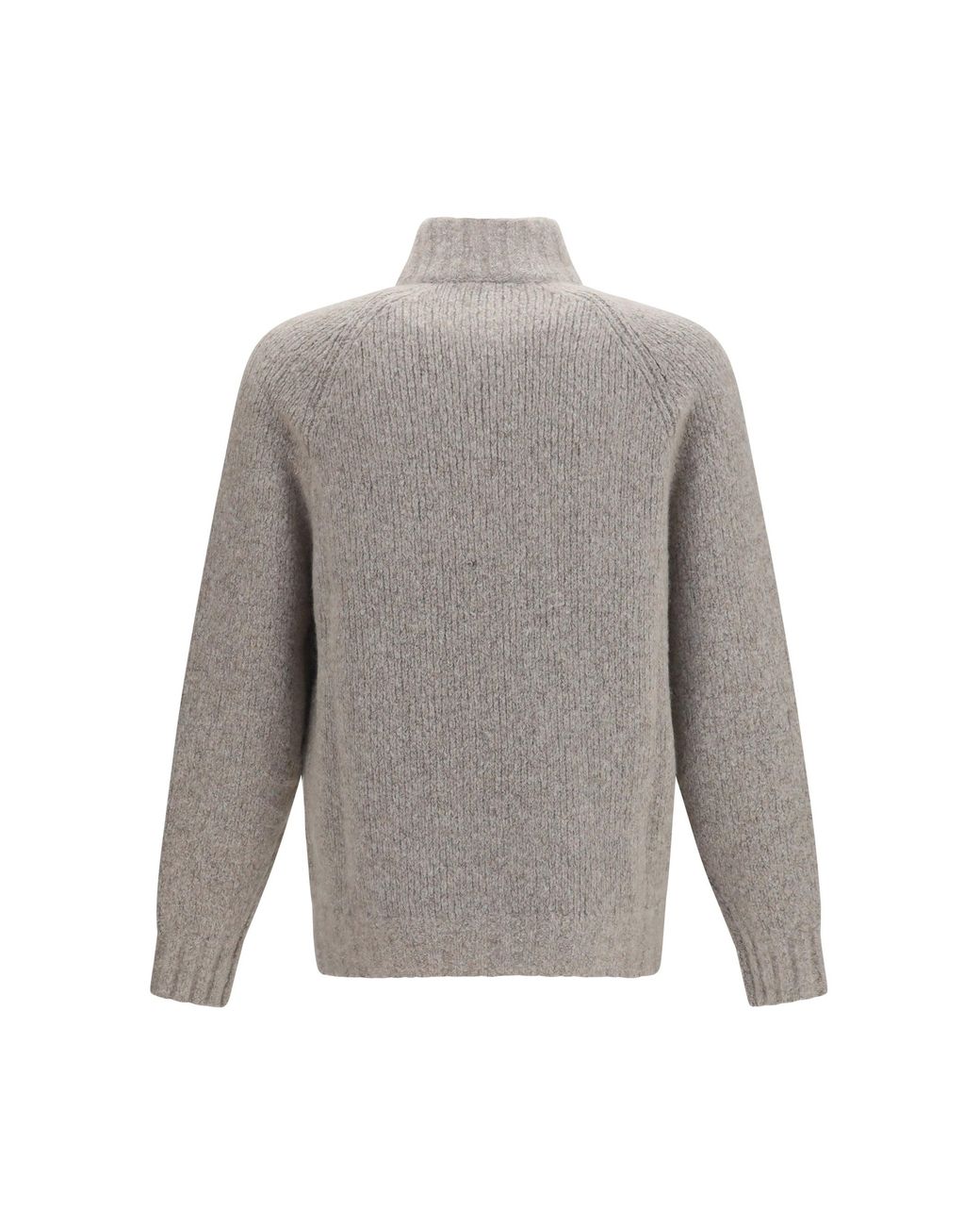 Brunello Cucinelli Gray High-Neck Cashmere And Silk Cardigan With Zip for men