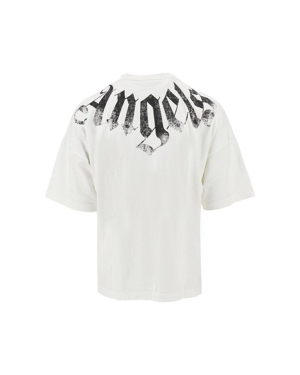 Palm Angels White Neck Logo Loose Fit T-Shirt for men