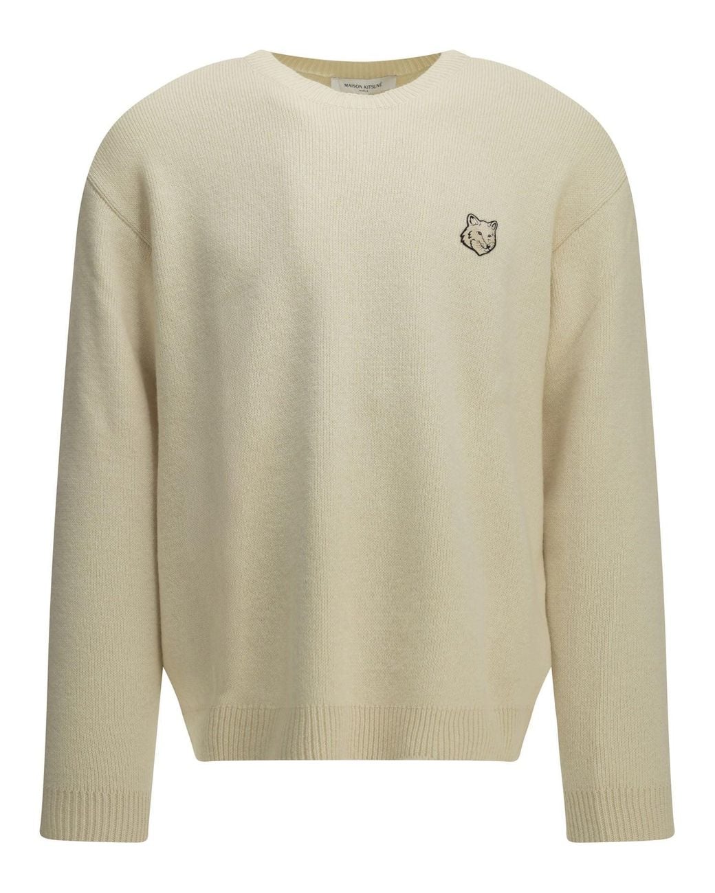 Maison Kitsuné Natural "Fox Head Milano" Crew-Neck Sweater for men