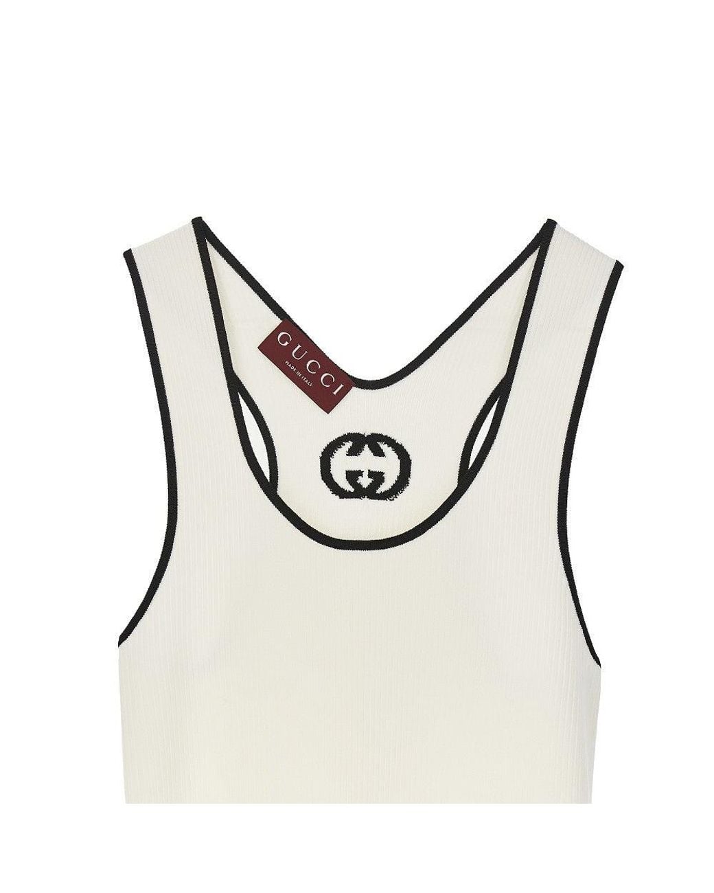 Gucci White Ribbed Knit Midi Dress