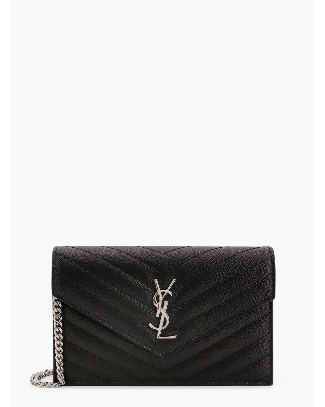 Saint Laurent Black Cassandre Pochette Grain-De-Poudre Leather Crossbody Bag
