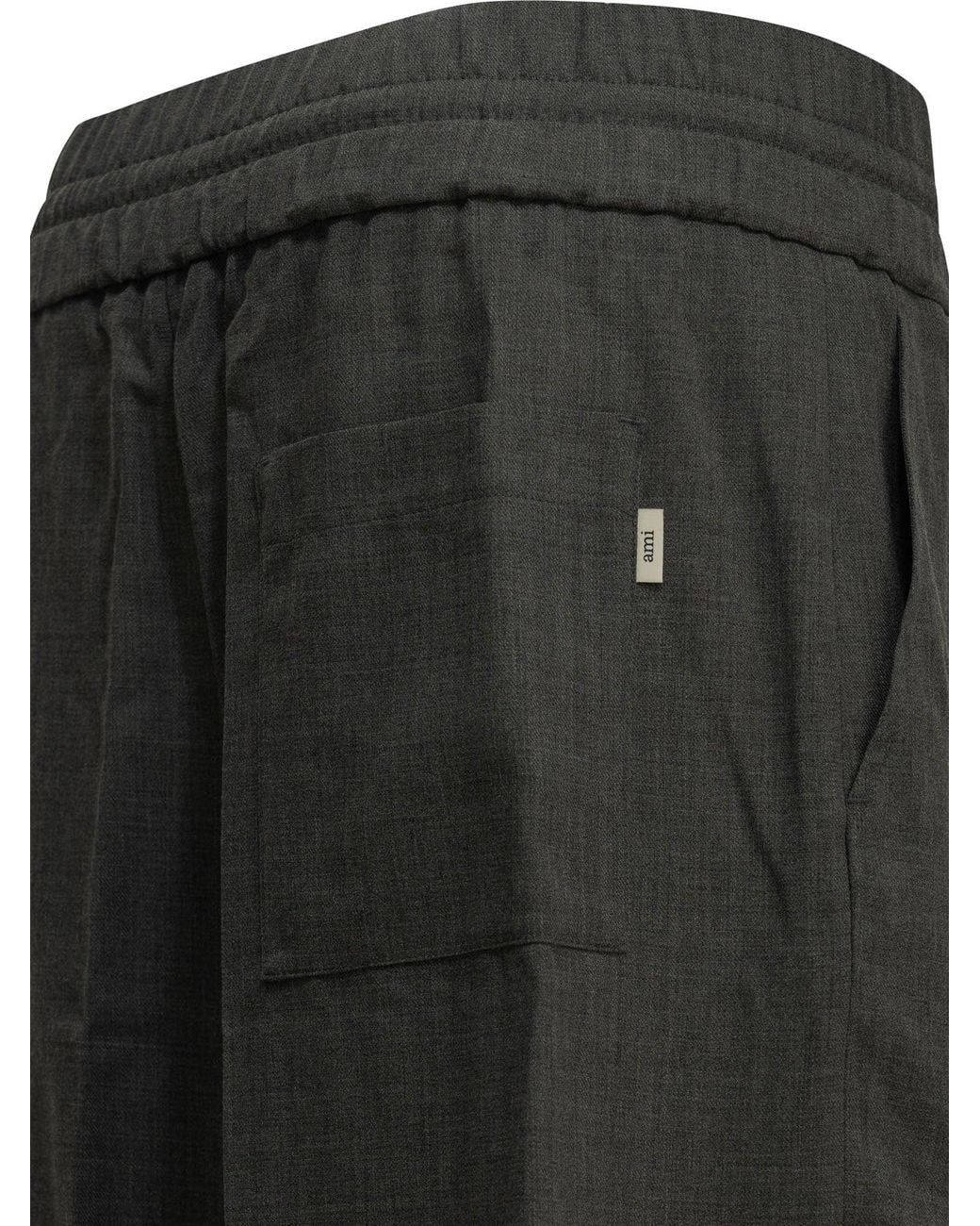 AMI Gray Casual Wool Pants for men