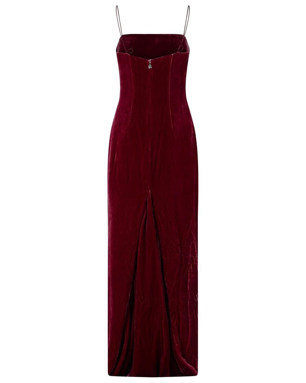 ROTATE BIRGER CHRISTENSEN Red Burgundy Silk Velvet Maxi Dress