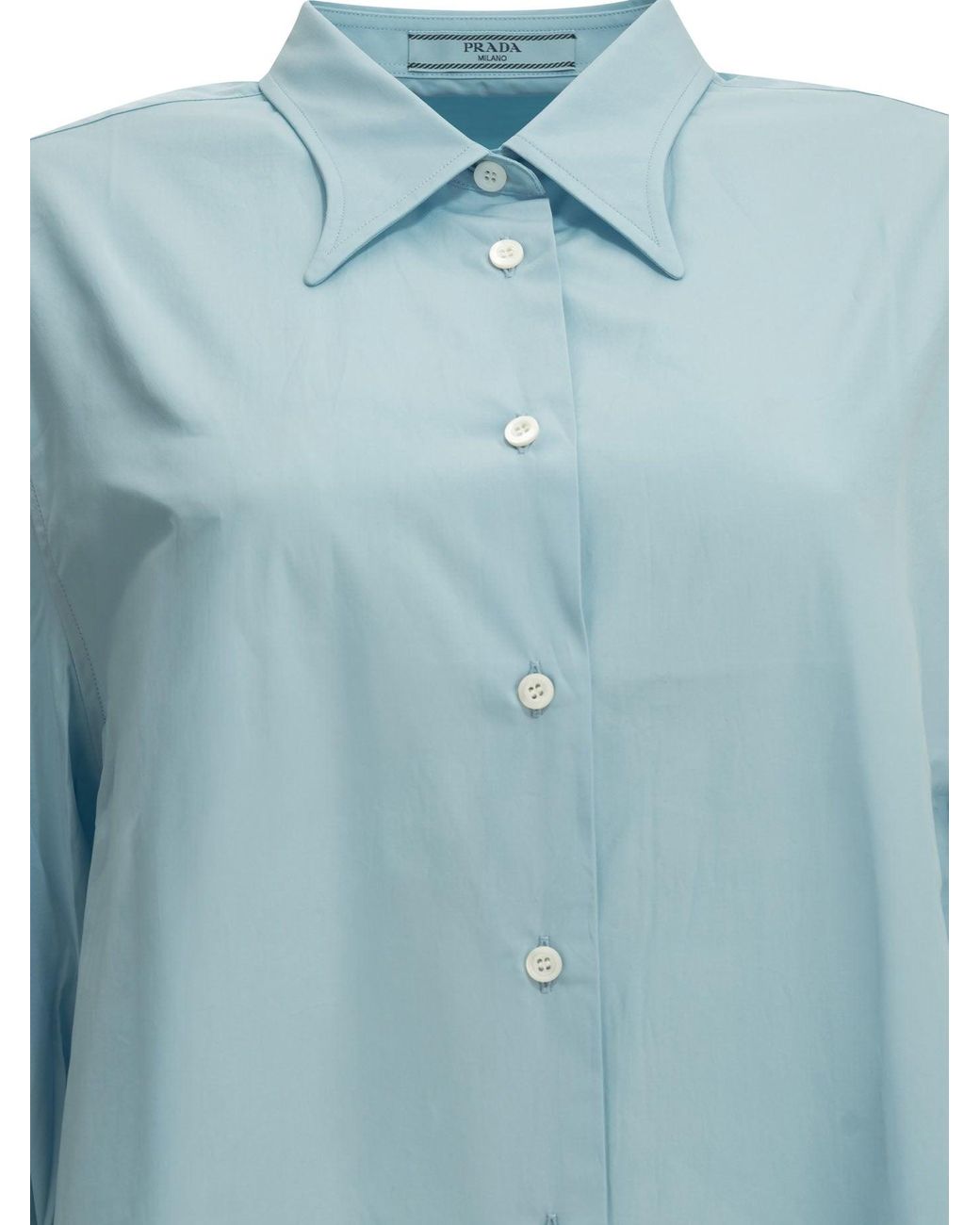 Prada Blue Poplin Shirt Light