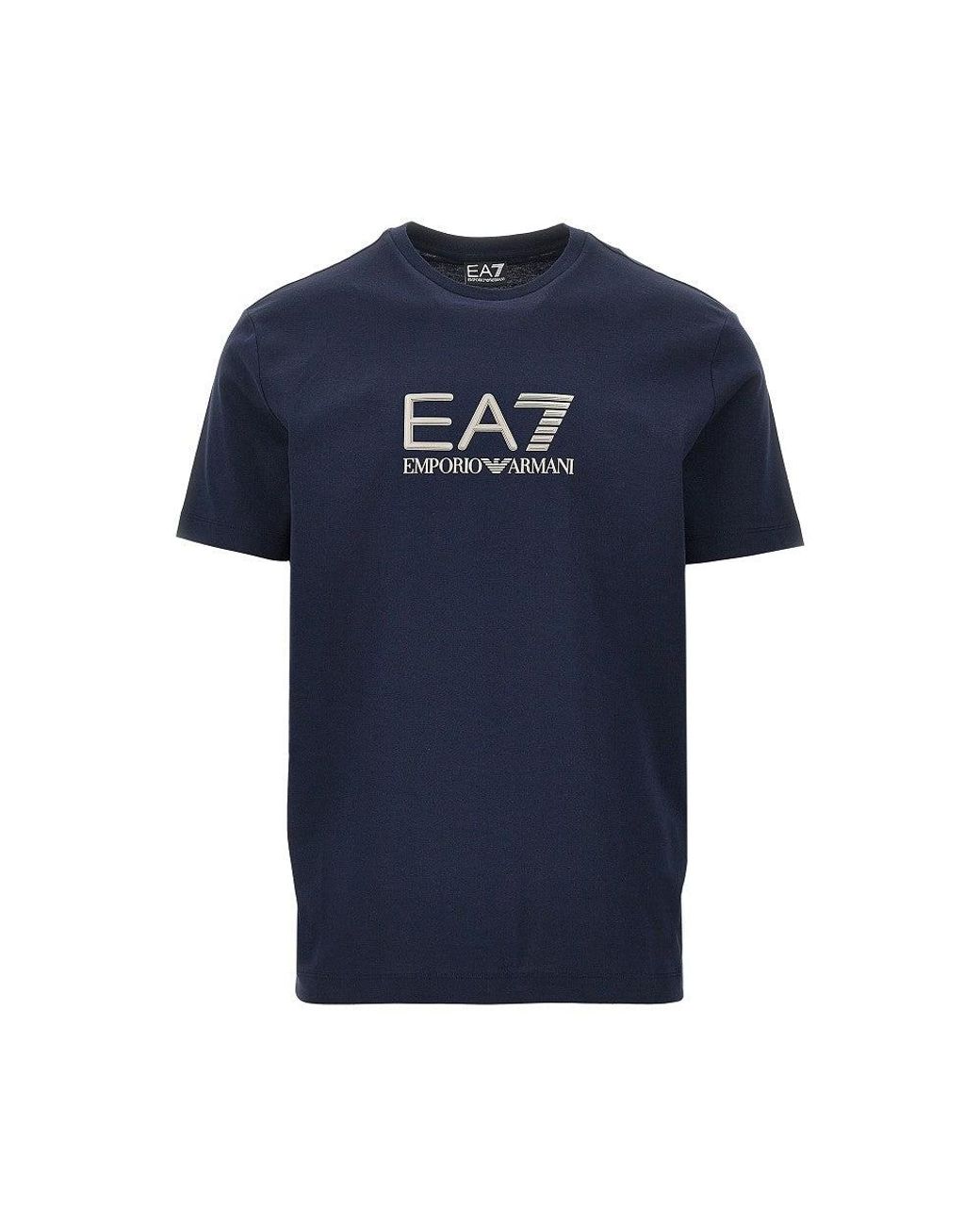 EA7 Blue Lux Identity Cotton T-Shirt for men