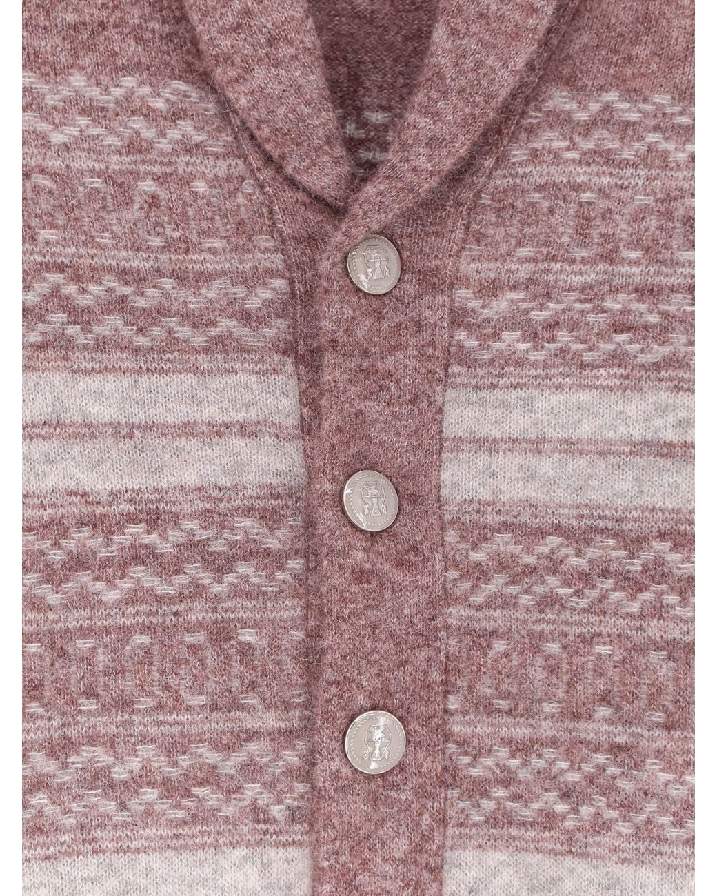 Brunello Cucinelli Purple Alpaca, Cashmere And Wool Blend Cardigan for men