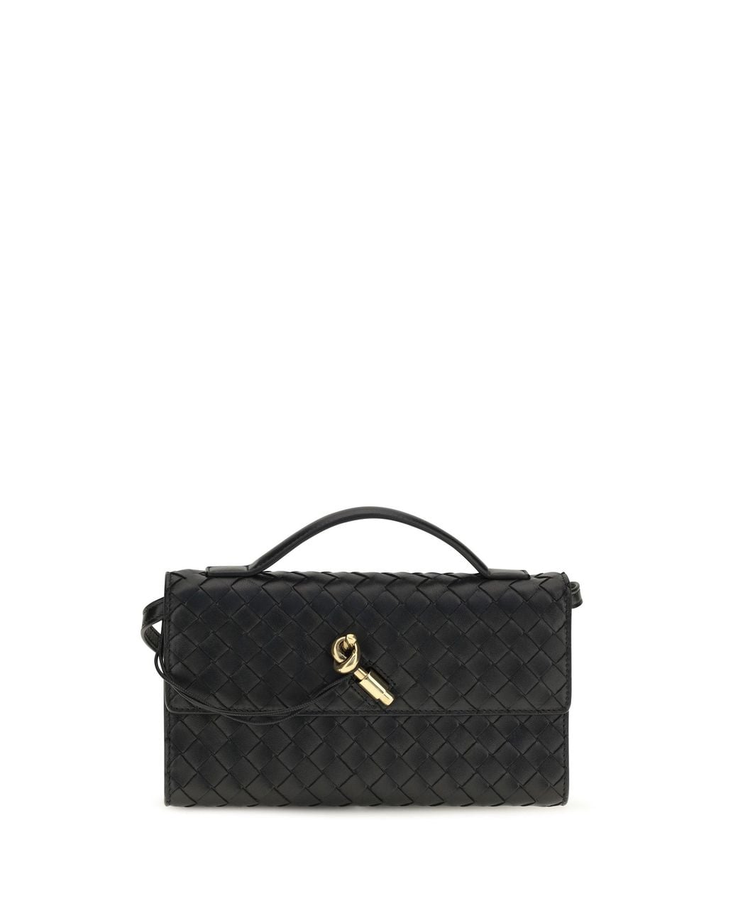 Bottega Veneta Black Andiamo Top-Handle Clutch