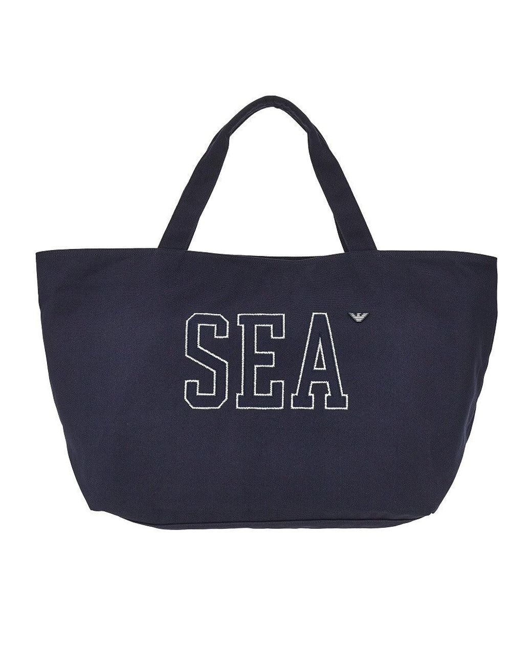 Emporio Armani Blue Canvas Beachwear Tote Bag