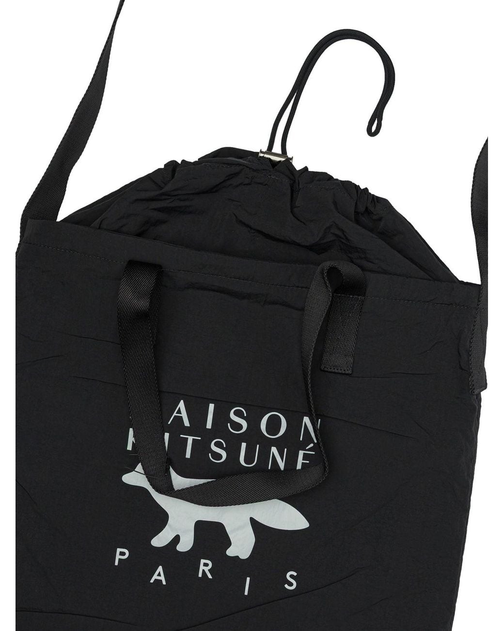 Maison Kitsuné Black Large Logo Shoulder Bag for men