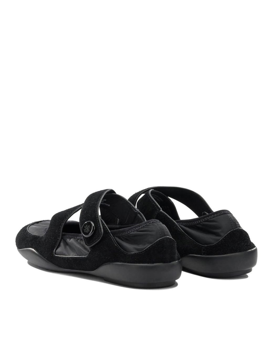 Tory Burch Black Suede Nylon Rubber Ballerinas