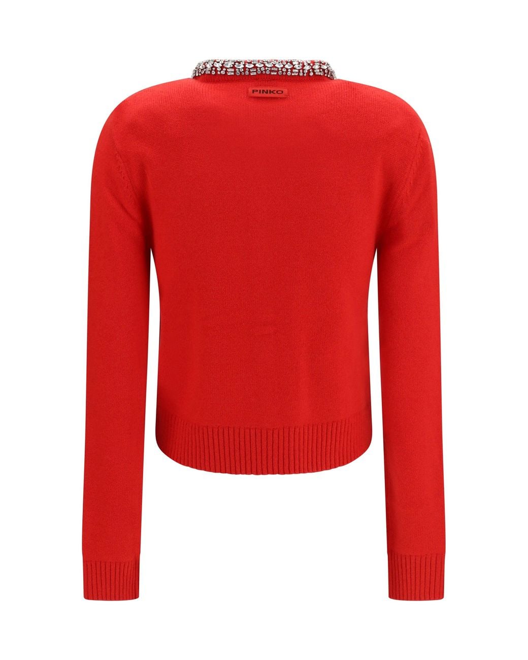 Pinko Red Colonia Cardigan With Jewel Collar