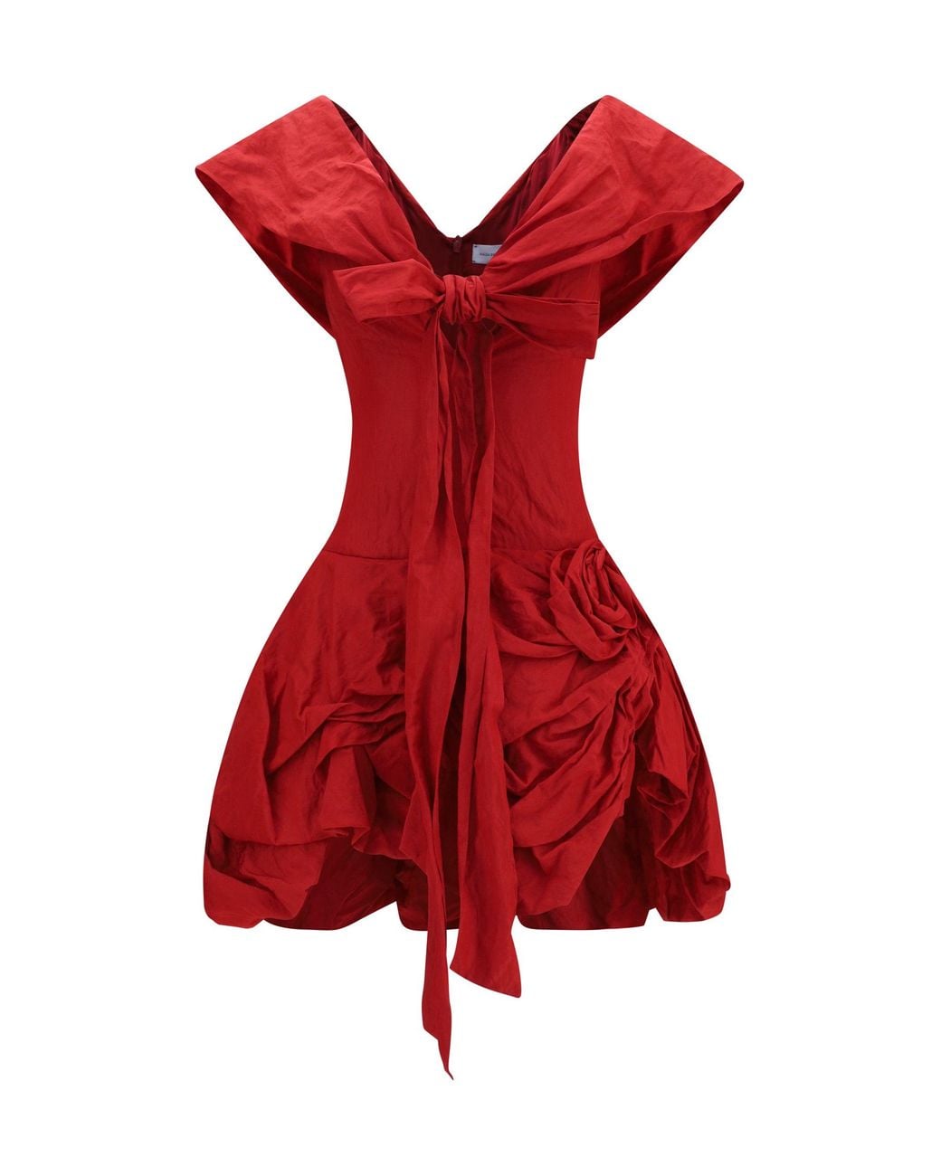 Magda Butrym Red Draped Shawl-Collar Midi Dress