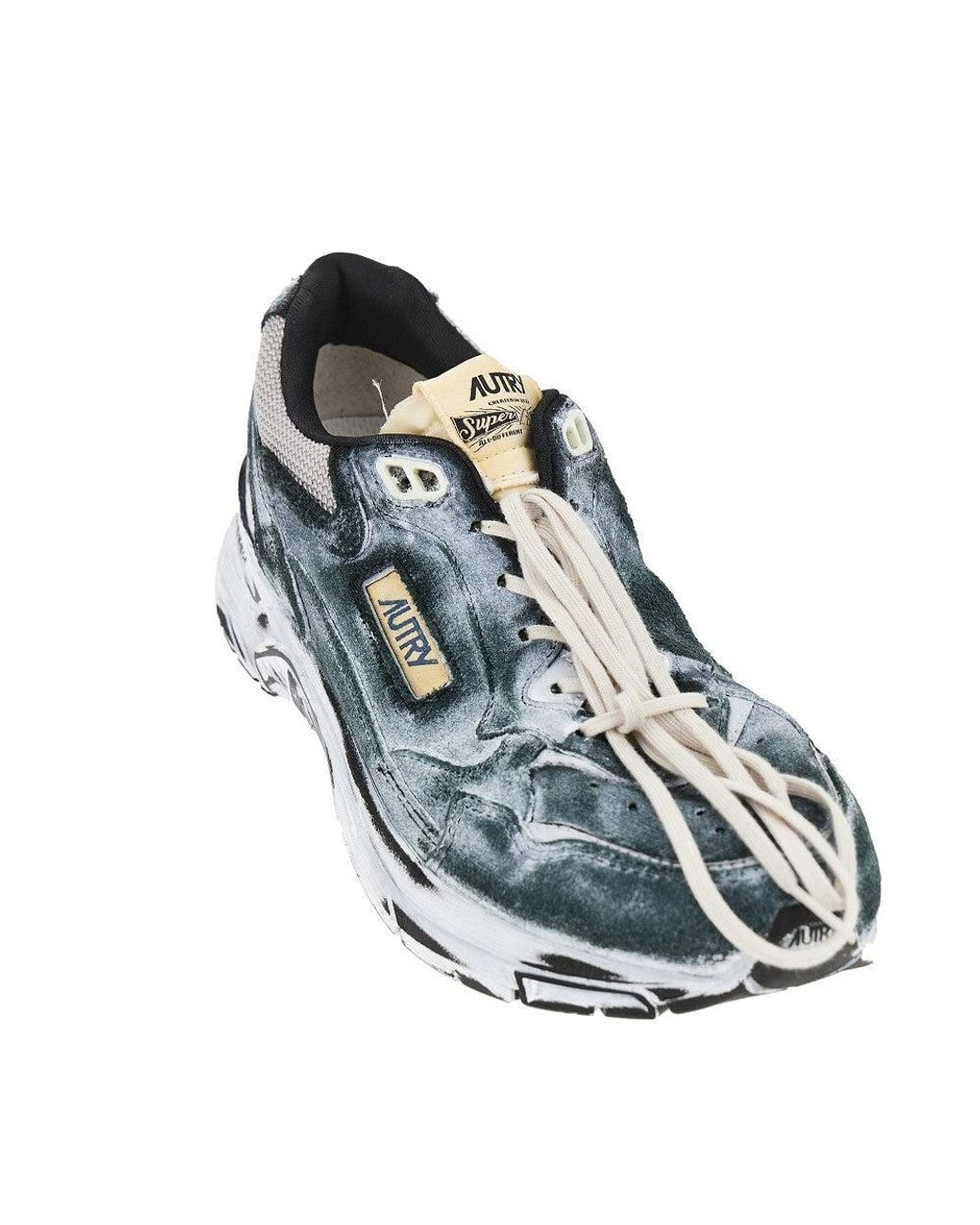 Autry Blue 'Hyperway' Suede Leather And Mesh Sneakers for men