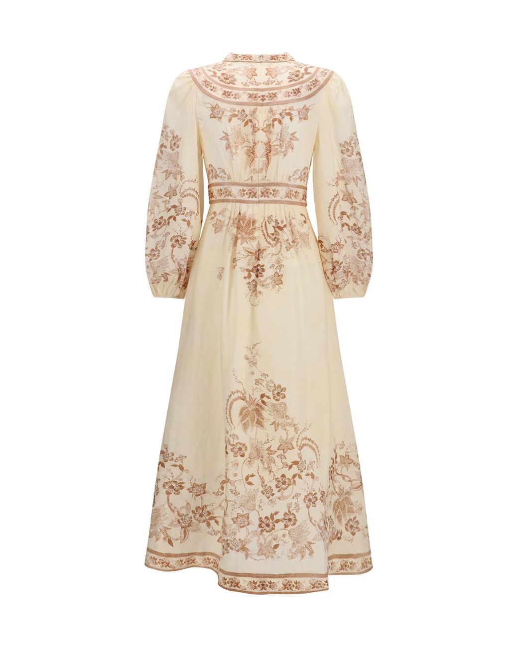 Zimmermann Natural Indra Plunge Floral Dress