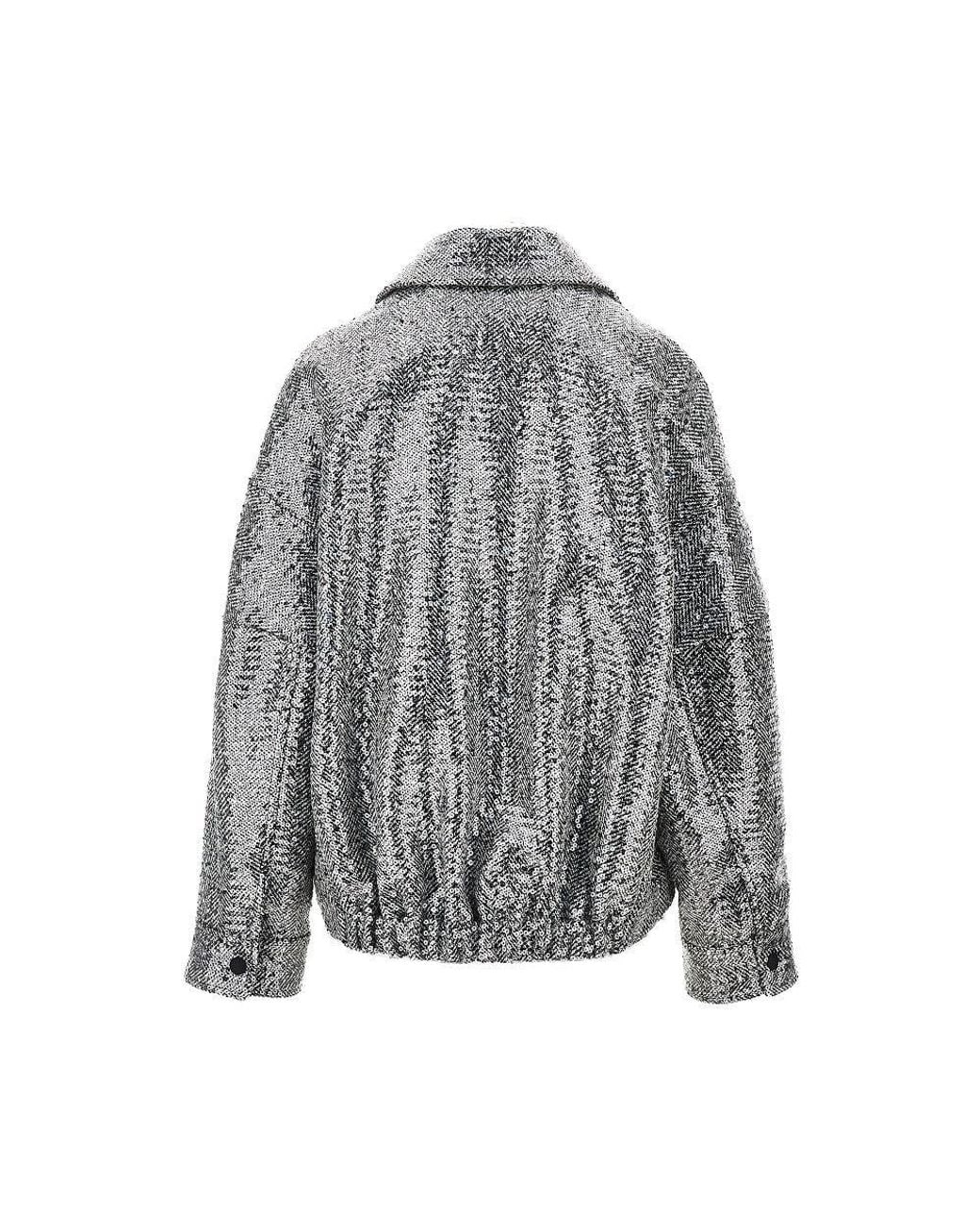 Pinko Gray Sequinned Chevron Cloth Jacket