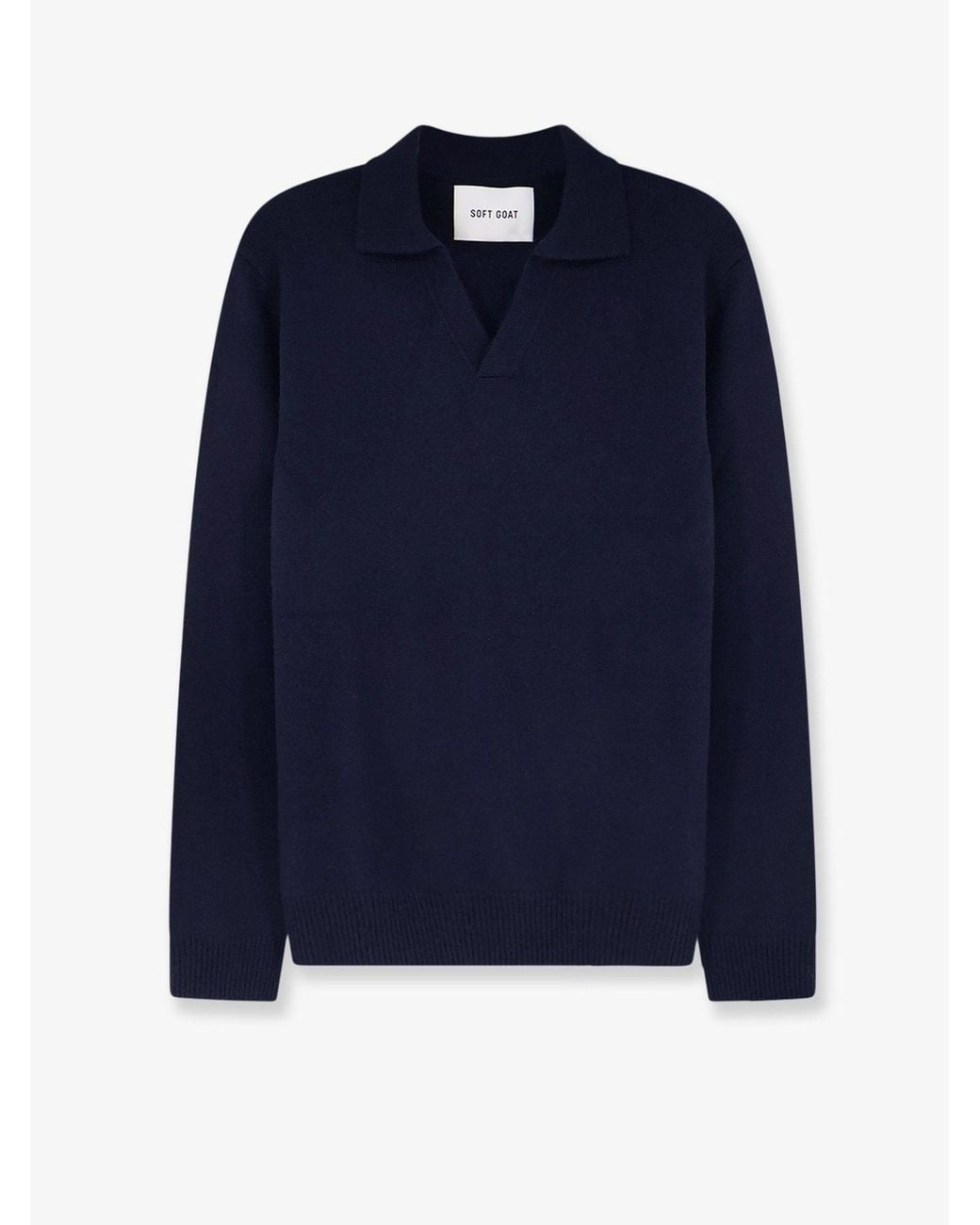 Soft Goat Blue Cashmere V-Neck Sweater for men