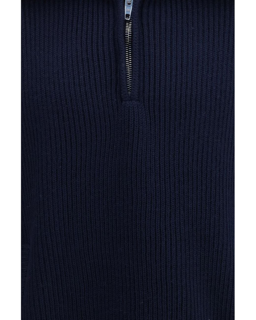 Balenciaga Blue Ribbed Knit Zip Sweater