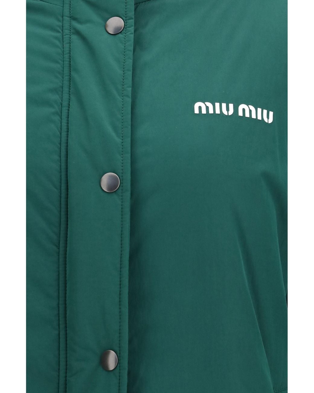 Miu Miu Green Pongé And Fleece Jacket Bottiglia