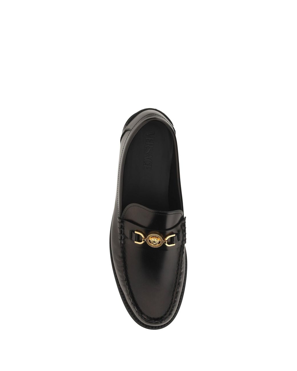 Versace Black Leather Loafers for men