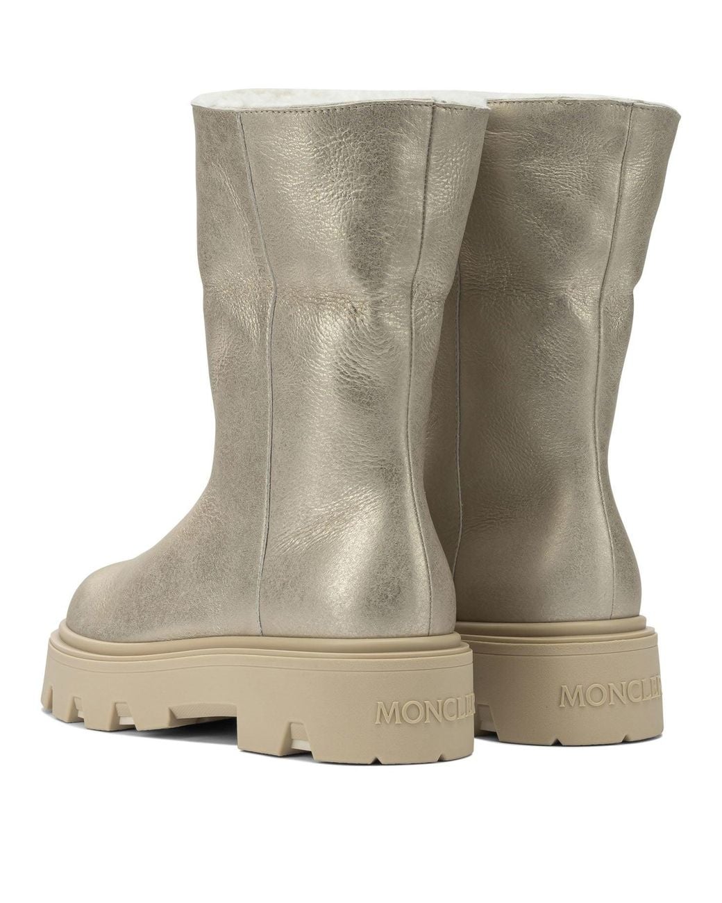 Moncler Natural "Aurea" Shearling Ankle Boots