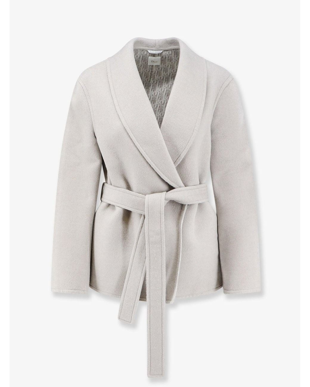 Dior White Dior Virgin Wool And Silk Coat With Belt