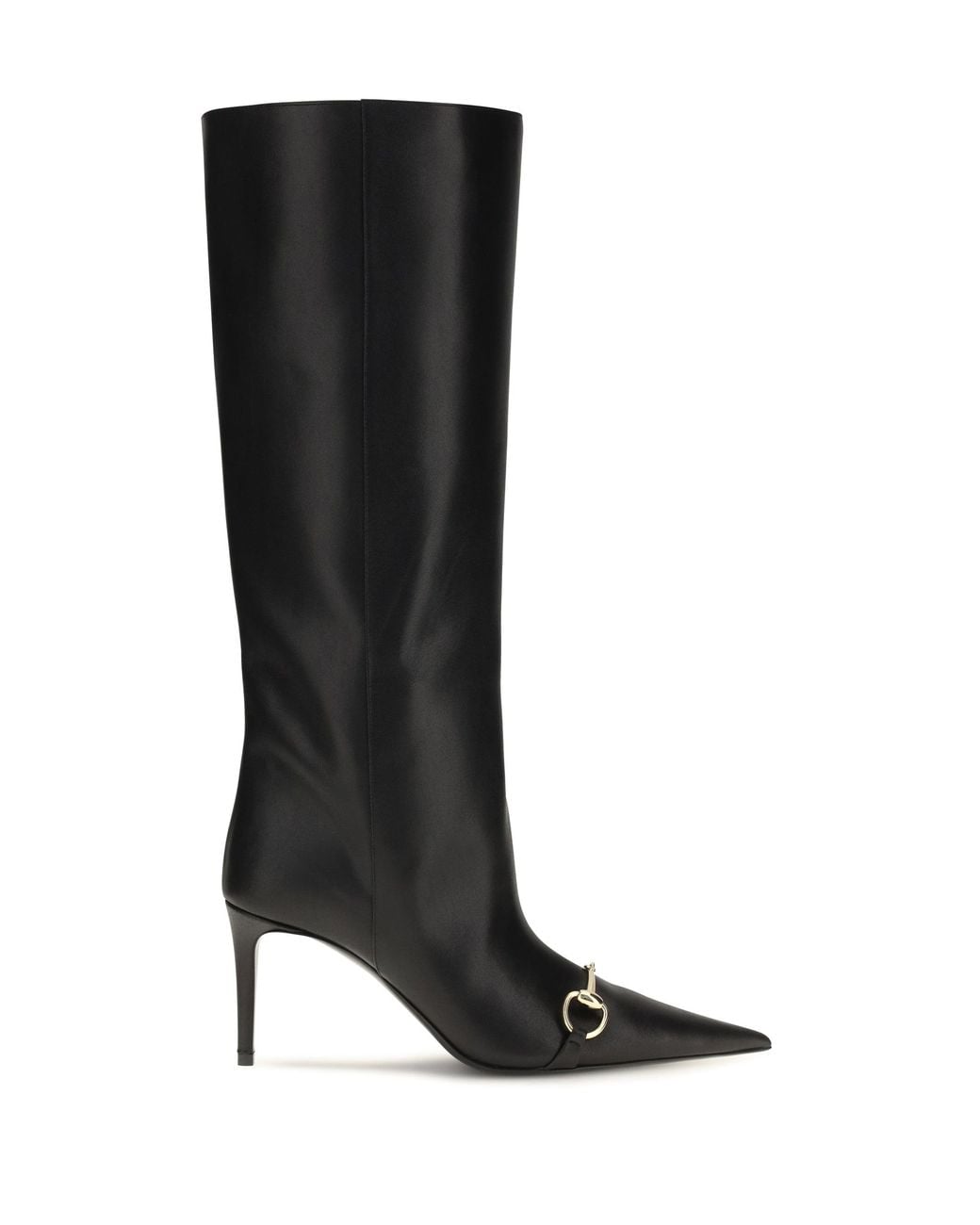 Gucci Black Slip-On Leather Boots With Horsebit
