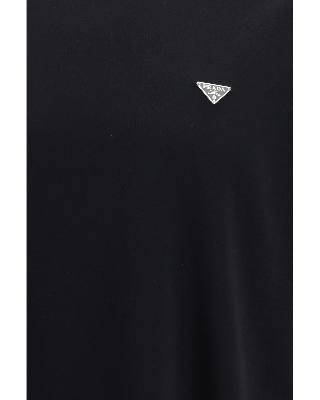 Prada Black Cotton T-Shirt With Triangle Logo for men