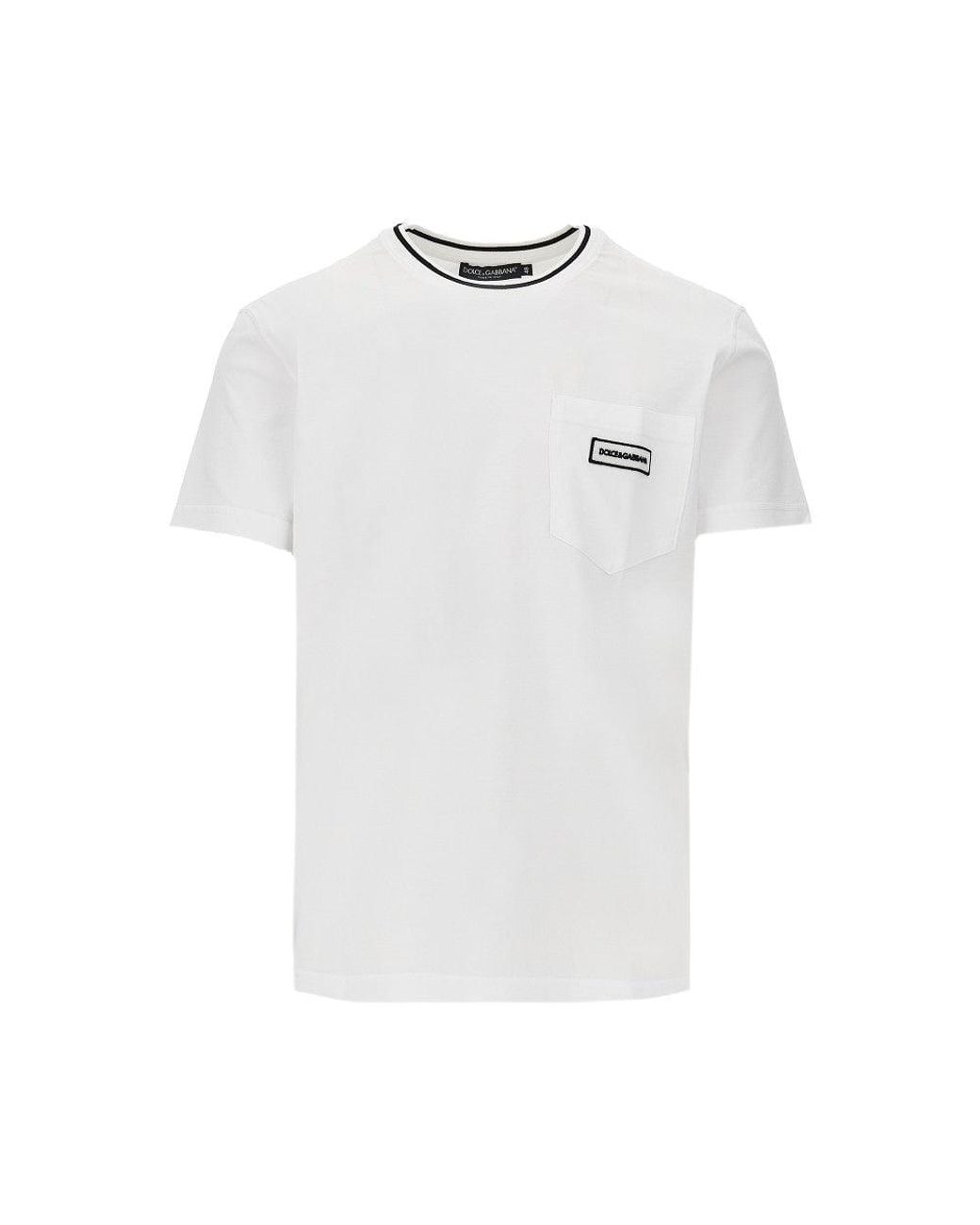 Dolce & Gabbana White Dolce&Gabbana T-Shirt With Pocket And Logo Patch for men