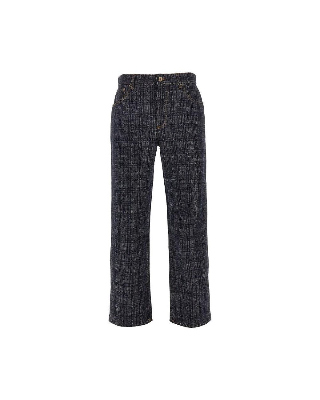 Burberry Blue Check Denim Loose Fit Jeans for men